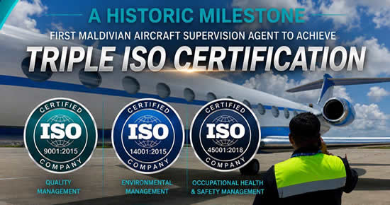 Brook Aero sets Maldivian aviation first with triple ISO Certification