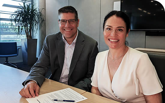 Medaire CEO Bill Dolny, with Elmarie Marais, CEO of GoCrisis. Medaire CEO Bill Dolny, with Elmarie Marais, CEO of GoCrisis.