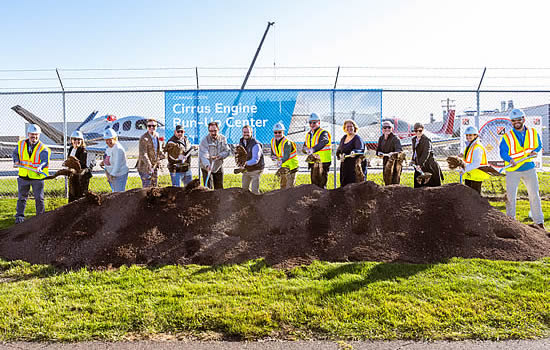 Cirrus broke ground on its new 15,000-square-foot Engine Run-Up Center, an investment of over $8 million that will enhance aircraft engine and fuel calibration testing efficiency for the SR Series, Vision Jet, and TRAC10. The climate-controlled facility is expected to be operational by summer 2027. Cirrus broke ground on its new 15,000-square-foot Engine Run-Up Center, an investment of over $8 million that will enhance aircraft engine and fuel calibration testing efficiency for the SR Series, Vision Jet, and TRAC10. The climate-controlled facility is expected to be operational by summer 2027.